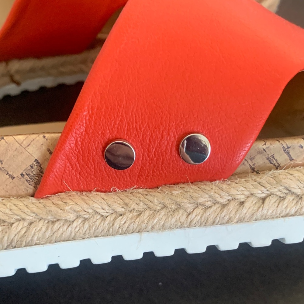 Franco Sarto orange Leather Slide Espadrille Sandals - Picture 3 of 8